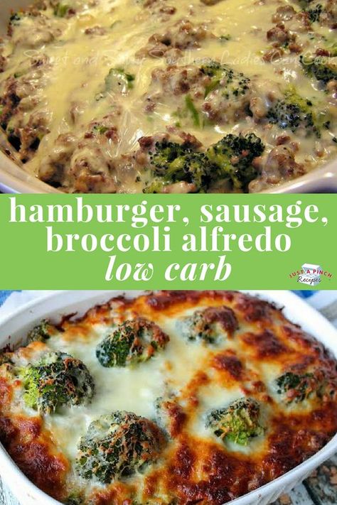 Mar 22, 2020 - hamburger, sausage, broccoli alfredo is an easy low carb meal that is also tasty! #lowcarb #lowcarbrecipe #easydinner #dinner #dinnerrecipe #alfredo #whatsfordinner #lowcarbdinner #lowcarbcasserole #casserole Hamburger Sausage Broccoli Alfredo, Sausage Broccoli Alfredo, Hamburger Broccoli, Low Carb Casserole, Broccoli Sausage, Sausage Broccoli, Keto Beef, Broccoli Alfredo, Low Carb Low Fat Recipes