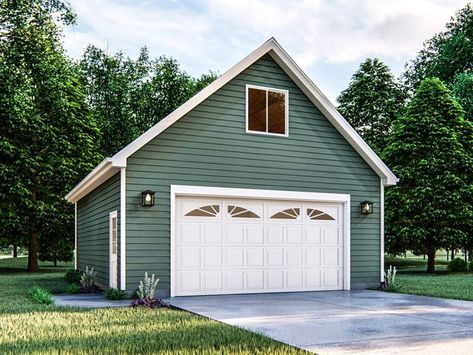 050G-0133: 2-Car Garage Plan with Loft; 24'x30' Garage Door Sizes, Garage Plans With Loft, 2 Car Garage Plans, Advanced House Plans, Garage Plans Detached, Garage Lights, Garage Loft, Cottage House Plan, Ultimate Garage