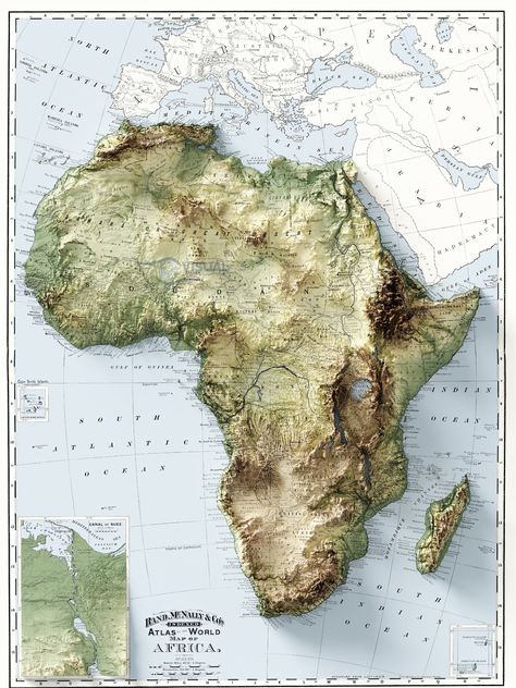 Ancient Civilizations Projects, World Geography Map, Topographic Map Art, Africa Vintage, Cartography Map, Topography Map, Map Of Africa, Global Map, Teaching Geography