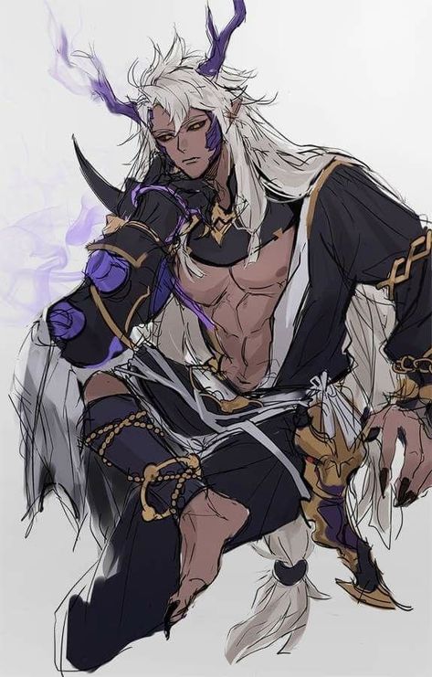 Male Witch, Hybrid Art, Ibaraki, Dark Anime Guys, Black Anime Characters, Fantasy Creatures Art, Character Design Male, Handsome Anime Guys, Handsome Anime