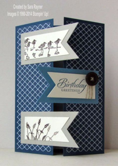 DIY Birthday Cards - Masculine Birthday Card - Easy and Cheap Handmade Birthday Cards To Make At Home - Cute Card Projects With Step by Step Tutorials are Perfect for Birthdays for Mom, Dad, Kids and Adults - Pop Up and Folded Cards, Creative Gift Card Holders and Fun Ideas With Cake http://diyjoy.com/diy-birthday-cards Gatefold Cards, Masculine Birthday Cards, Birthday Cards For Men, Fancy Fold Cards, Birthday Cards Diy, Stamping Up Cards, Fun Fold Cards, Male Cards, E Card