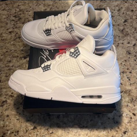 Jordan 4 Retro Pure Money size 11 Jordan 4 Retro Pure Money, Jordan 4 Pure Money, Nike Air Jordan Low, Clean White Leather, Nike Low Tops, Jordan 4 White, Nike Air Max 200, Nike Air Max White, Jordan Retro 4