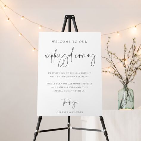 Modern Script Unplugged Ceremony Wedding Sign Foam Board Wedding Sign, Swiped Right Wedding, Wedding Fun Facts, Unplugged Ceremony, Burnt Orange Weddings, Love Story Wedding, Unplugged Wedding, Board Wedding, Flower School