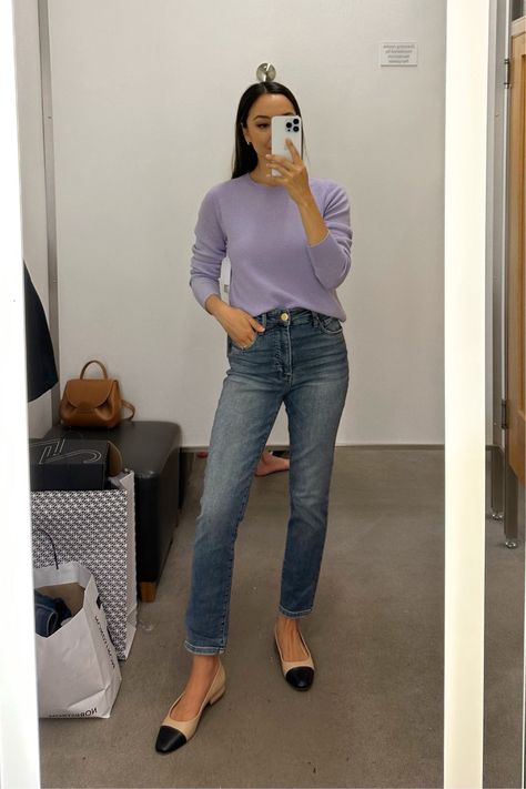 Light Blue Cashmere Sweater Outfit, Periwinkle Sweater Outfit, Lilac Sweater Outfit, Lavender Sweater Outfit, Purple Sweater Outfit, Cashmere Sweater Outfit, Periwinkle Sweater, Lilac Sweater, Mom Fits