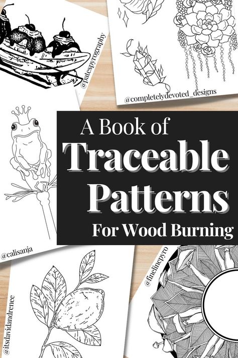 a bunch of different designs on paper spread out. the title says a book of traceable patterns for wood burning Beginner Wood Burning Projects, Beginner Wood Burning Pattern, Beginner Wood Burning, Wood Burning Tips, Pyrography Designs, Template Book, Wood Burning Patterns Stencil, Diy Woodworking Projects, Wood Burn Designs