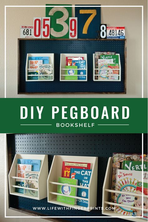 DIY Pegboard bookshelf... - Life With Fingerprints Pegboard Book Display, Peg Board Bookshelf, Pegboard Bookshelf, Diy Kids Art Table, Kids Art Table, Diy Pegboard, Pegboard Ideas, Summer Routine, Woody And Buzz