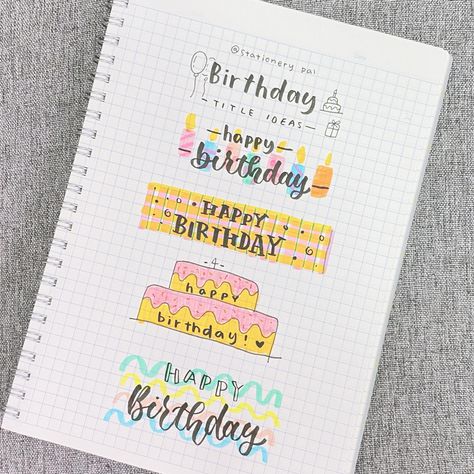 Happy Birthday Title Ideas, Birthday Title Ideas, Happy Birthday Journal Ideas, Happy Birthday Writing Styles, Happy Birthday Writing Style, Happy Birthday Journal, Art Bio Ideas, Happy Birthday To Myself, Birthday To Myself