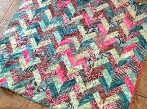 The Batik Braid Quilt Tutorial Quilt Jelly Roll, Braid Quilts, Strip Quilt Patterns, Braid Quilt, Herringbone Quilt, Jelly Roll Patterns, Colorful Quilt, Jelly Roll Quilt Patterns, Bonnie Hunter