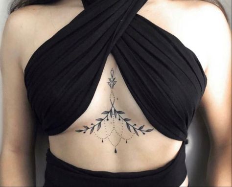 Women Sternum Tattoo, Chest Tattoo Girl, Underboob Tattoo Designs, Underboob Tattoo, Inspiration Tattoos, Chest Tattoos For Women, Stylist Tattoos, Sternum Tattoo, Spine Tattoos