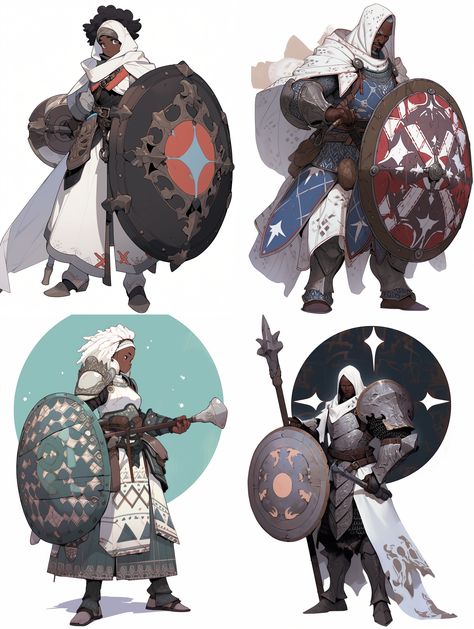 african american, moon-themed cleric, armored, weilding a shield and warpick Moon Domain Cleric, Moon Cleric Dnd, Shield Character Design, Cleric Armor, Shield Reference, Cleric Character Design, Cleric Dnd, Dnd Cleric, Ajin Anime