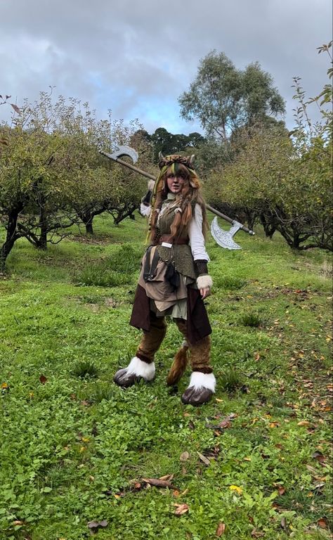 Faun Costume Female, Fox Hybrid Oc, Deer Inspired Outfit, Cow Hybrid Oc, Fawn Oc, Cow Hybrid, Earthcore Aesthetic, Satyr Cosplay, Faun Cosplay