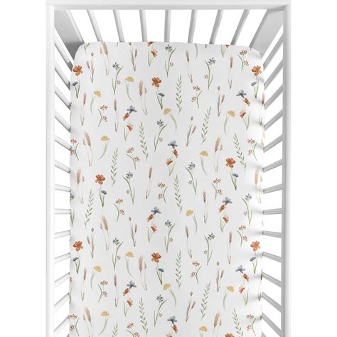 Sweet Jojo Designs Watercolor Floral Garden Sage Green Fitted Crib Sheet by Sweet Jojo Designs | Wayfair Wild Flower Nursery, Garden Sage, Wildflower Nursery, Floral Farmhouse, Crib Bed, Girl Nursery Themes, Baby Crib Bedding Sets, Girls Playroom, Baby Room Themes