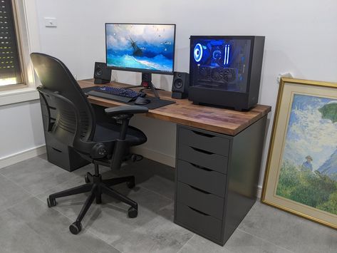 30+ IKEA ALEX Desk Setup Hacks (Ideas From Real People) Ikea Alex Desk, Alex Desk, Best Ergonomic Office Chair, Alex Drawer, Mac Setup, Computer Setups, Ikea Alex, Ikea Desk, Pc Setups