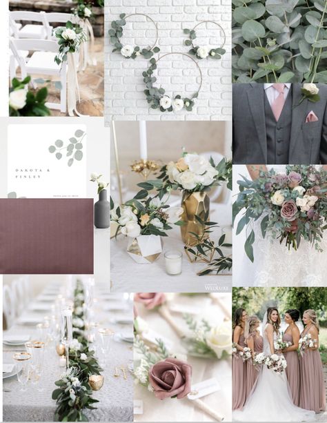 Dusty Rose Gray Sage Wedding, Dusty Rose Sage Green And Grey Wedding, Dusty Rose Green Wedding, Gray And Sage Green Wedding, Sage Green And Dusty Rose Wedding, Dusty Rose And Grey Wedding, Dusty Rose And Sage Green Wedding Theme, Gold Color Palette Wedding, August Wedding Colors