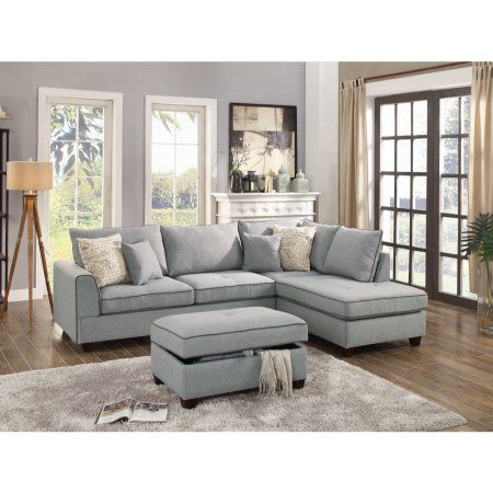 Couch And Ottoman, 3 Piece Sectional Sofa, Couch With Chaise, Fabric Sectional Sofas, Sectional With Ottoman, Grey Sectional, Fabric Sectional, Ottoman Set, Sectional Sofas