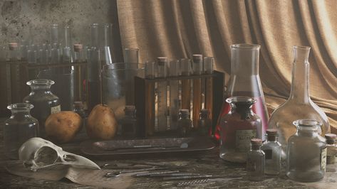 Alchemy Laboratory, Alchemy Lab, Lab Image, Elixir Of Life, Still Lifes, Marvelous Designer, Lab Equipment, Witch Aesthetic, Getting Better