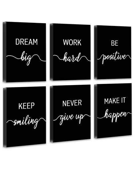 PRICES MAY VARY. INSPIRATIONAL WALL ART - Motivational sentences can give you inspiration and motivation, and encourage you when you need it. Hanging it in your office or room can help you gain motivation in the long work, keep moving forward and grow. LONG LASTING - Canvas paintings are smooth and elastic, thick and wrinkle-resistant, waterproof and fade-resistant. High-definition printing on the surface makes the pattern more vivid and life like; no one will miss your room posters! No matter if it is women's office decor or office decorations for men, this black and white inspirational wall art is perfect! MATCHING ROOM DECOR - This is the wall decor that was missing from your room! Make a delightful inspirational quote artwork for walls for your office wall decor! Make an empty wall no Wall Sayings Decor Quotes Living Room, Quotes For Room Decor, Wall Of Quotes, Quotes For Wall Decor, Bedroom Sayings, Womens Office Decor, Posters For Office, Motivational Sentences, Gain Motivation