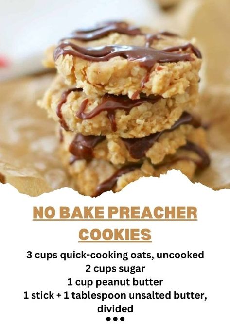 No Bake Preacher Cookies Recipe, No Bake Preacher Cookies, Preacher Cookies, Apple Fritter, Peanut Butter No Bake, Jamie Oliver Recipes, Recipes Chocolate, Delectable Desserts, Bake Desserts