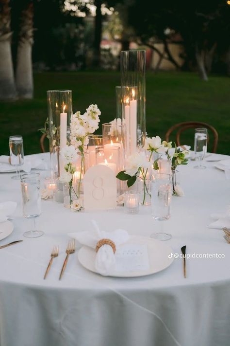 Round Table Centerpieces Wedding, Wedding Table Designs, Candle Wedding Centerpieces, Dream Wedding Decorations, Neutral Wedding, Flower Centerpieces Wedding, Wedding Table Settings, Wedding Mood Board, Wedding Tablescapes