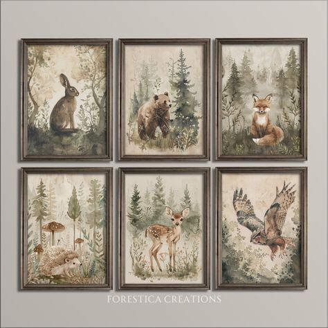 Pine Nursery Furniture, Green Woodsy Nursery, Woodlawn Nursery, Woodland Animal Decor, Sage Green And Terracotta Nursery, Forest Woodland Nursery, Vintage Nature Nursery, Enchanted Woodland Nursery, Nursery Inspo Boy