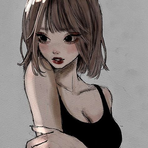 A Drawing, Short Hair, A Woman, On Twitter, Twitter, Hair, Anime, On Instagram, Instagram