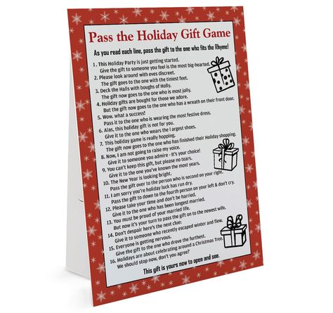 PRICES MAY VARY. Check out our store to find more interesting games for Thanksgiving! Easy and fun to play. Good for group and large parties. The beauty of these gift exchange games is that the verse determines where the gift ends up! This is listing is for the Christmas pass The Present game. Play the game and add extra fun to your Christmas party! Check out our store to find more interesting games for Christmas! Are you looking for a fun Christmas game? Play Pass The Gift with this game sign! Christmas Pass The Present Game, Pass The Gift Game Christmas, Easy Christmas Games For Kids, Pass The Present Game, Pass The Gift Game, Christmas Group Games, Classroom Party Games, Interesting Games, Christmas Gift Exchange Games