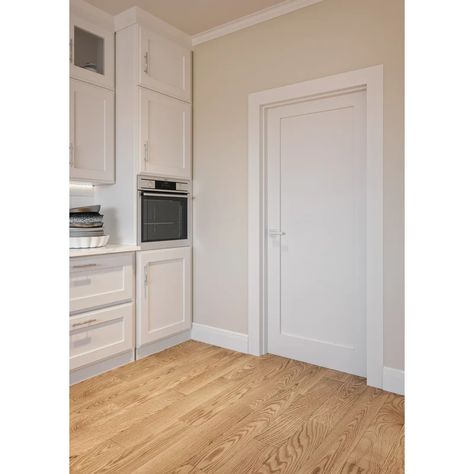 RESO Paneled Solid Manufactured Wood Primed Standard Door & Reviews | Wayfair Single Panel Door, Accordion Door, Craftsman Door, Prehung Interior Doors, Door Hardware Interior, Solid Core, Door Color, Best Interior Design, Shaker Style