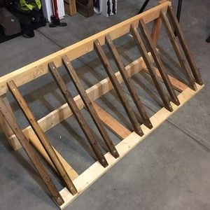 2X4 Bike Rack - RYOBI Nation Projects Pallet Bike Racks, Wood Bike Rack, Recycled Decking, Rack Velo, Diy Bike Rack, Bike Rack Garage, Wood Bike, Garage Organize, Decking Material