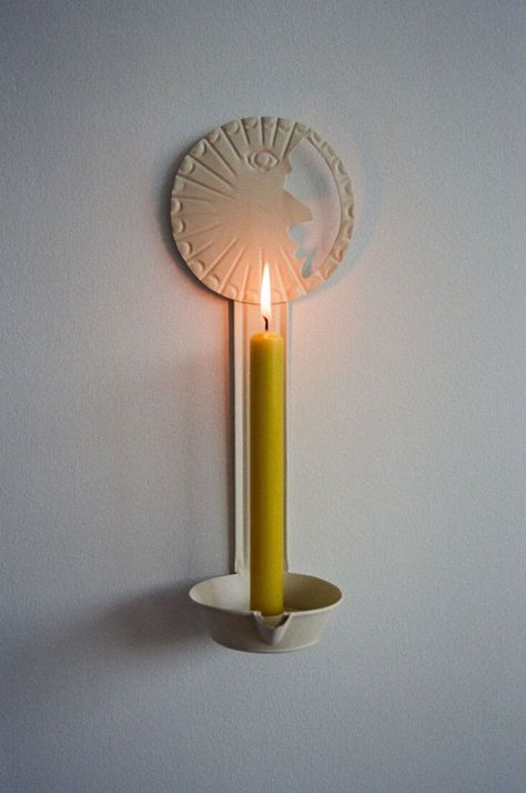 Slow Design: Soulful Handmade Goods from Dora Daar - Remodelista The Sun And The Moon, Sun And The Moon, Wall Candle, Slow Design, Light And Darkness, Greek Design, Keramik Design, Wall Candle Holders, Hand Painted Plates