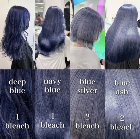 Ash Navy Hair, Dark Hair Blue Tint, Blue Ash Hair, Bluish Gray Hair, Blue Ash Hair Color, Ash Blue Highlights, Blueish Gray Hair Color, Smokey Navy Hair, Deep Ash Grey Hair