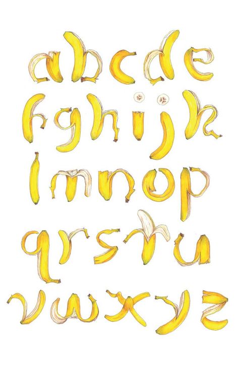 If you like our oak leaf pin & design, can you follow us ? Jenna Taylor, Banana Logo, Typography Alphabet, Banana Art, Hand Lettering Alphabet, Graffiti Font, Lettering Alphabet Fonts, Creative Lettering, Alphabet Design