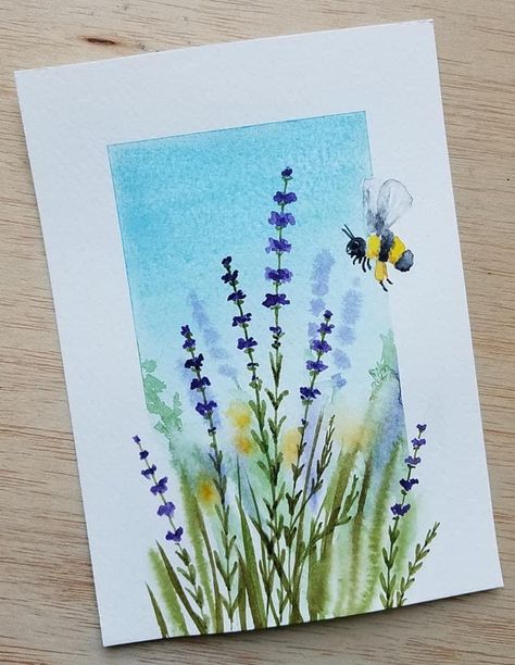 Watercolour Bumble Bee, Learn Watercolor Painting, Watercolor Beginner, Watercolor Paintings For Beginners, Watercolor Greeting Cards, Watercolor Paintings Easy, Diy Watercolor Painting, Watercolor Flower Art, Watercolor Painting Techniques