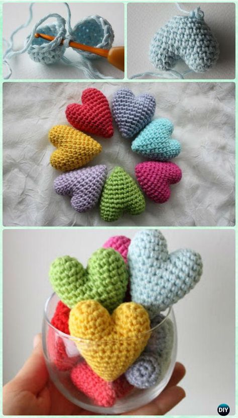 Crochet Heart Amigurumi, Holiday Amigurumi, Cardigan Til Baby, Heart Amigurumi, Crocheted Hearts, Beau Crochet, Crochet Heart Pattern, Confection Au Crochet, Pola Amigurumi