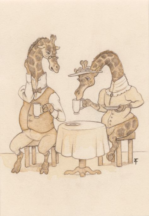 by Zach Franzen ||| giraffe tea Paintings Of Animals, Series Of Paintings, Ap Art, Greenville Sc, Giraffes, Art Portfolio, Animal Party, Drinking Tea, Soft Colors