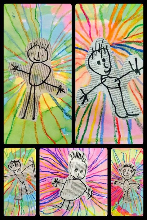 self portraits on newspaper for preschool: Classe D'art, Journal D'art, Newspaper Art, Kindergarten Art, Preschool Art, Art Classroom, Elementary Art, Childrens Art, Teaching Art