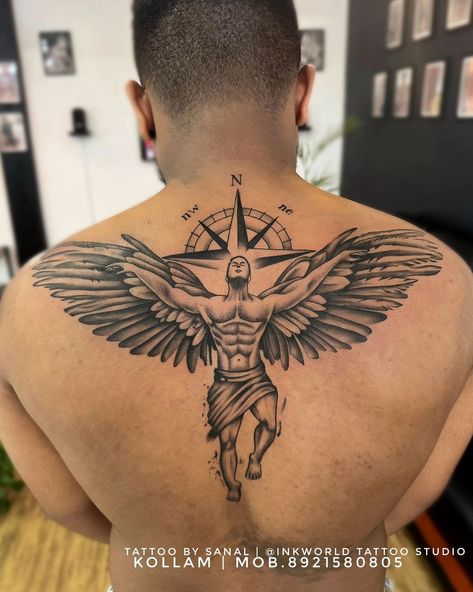 Back Tattoos For Guys Upper, Gay Tattoo, Archangel Tattoo, Private Tattoos, Upper Back Tattoos, Band Tattoo Designs, Tattoo Outline Drawing, New Tattoo Designs, Couples Tattoo Designs