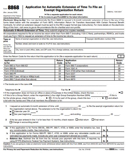 Fillable Form 8868 Fillable Forms, Internal Revenue Service, Tax Forms, Financial Information, Not Enough, 6 Months, The Original, How To Apply