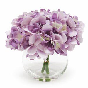 Hydrangea Flower Arrangement, Hydrangea Centerpieces, Desk Flowers, Room Flowers, Hydrangea Flower Arrangements, Round Glass Vase, Hydrangea Centerpiece, Growing Peonies, Vase Flowers