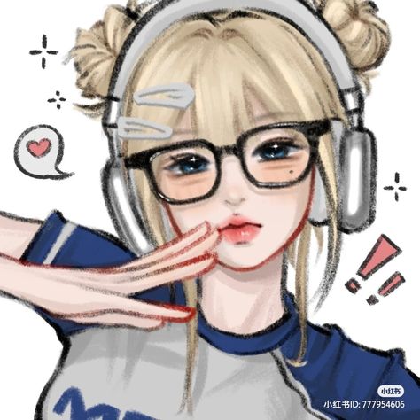 Blonde Hair Cartoon, Seni Korea, 헬로키티 배경화면, Blonde Hair Girl, Cute Cartoon Drawings, Digital Art Anime, Girls With Glasses, Cartoon Profile Pics, Cute Profile Pictures