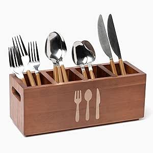 Plastic Silverware Display, Wooden Utensil Holder, Knife Organizer, Silverware Organizer, Silverware Caddy, Cutlery Organizer, Cooking Utensil Holder, Fork Spoon Knife, Utensil Organizer