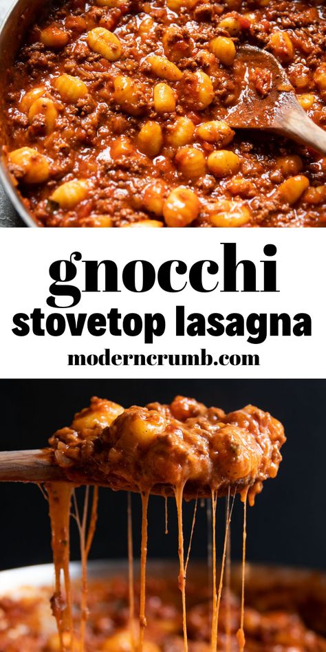 Marinara Gnocchi Recipes, Cheese Stuffed Gnocchi, Millionaire Gnocchi, Gnocchi Recipes With Ground Beef, Premade Gnocchi Recipes, Italian Sausage And Gnocchi Recipes, Ground Beef Gnocchi Recipes, Gnocchi Spaghetti, Gnocchi Lasagna