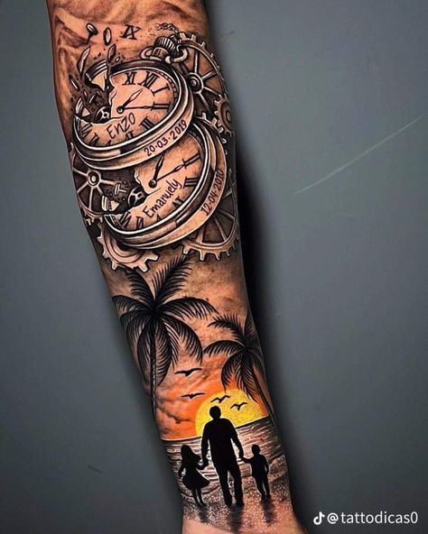 Family Sleeve Tattoo, Tatuaje Cover Up, Tattoo Homme, Family Tattoos For Men, Father Tattoos, Wolf Tattoo Sleeve, Family Tattoo Designs, Mom Tattoo Designs