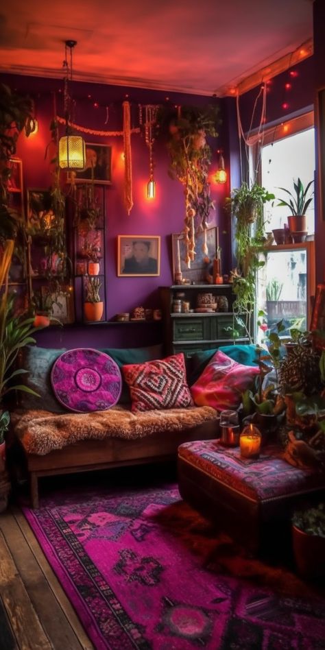 Vintage Maximalist Decor, Maximalism Interior, Dark Boho Living Room, Colourful Interiors, Rainbow Home Decor, Decor Ideas Bedroom, Decor 2024, Boho Interiors, Maximalist Decor