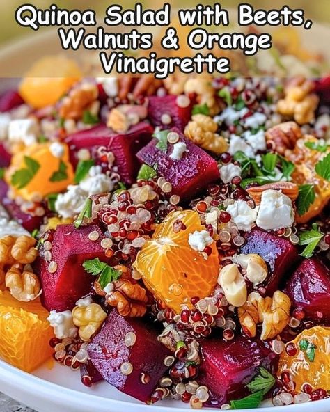 Beets Roasted, Salad With Beets, Orange Vinaigrette, Seafood Bisque, Kale Salad Recipes, Roasted Walnuts, Lemon Rice, Beet Recipes, Orange Salad