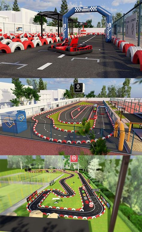 go kart circuit 3D design Interior Design Retail Store, Car Show Ideas, Gokart Racing, Kids Race Track, Go Kart Track, Joyland Amusement Park, Community Playground, Mini Soccer, Go Kart Tracks