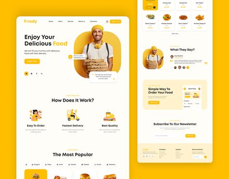 Foody — Food Delivery Landing Page :: Behance Food Website Design Inspiration, Food Delivery Website, Food Website Design, Restaurant Website Design, Food Web Design, Food Delivery App, App Interface Design, Ui Design Website, Order Food Online