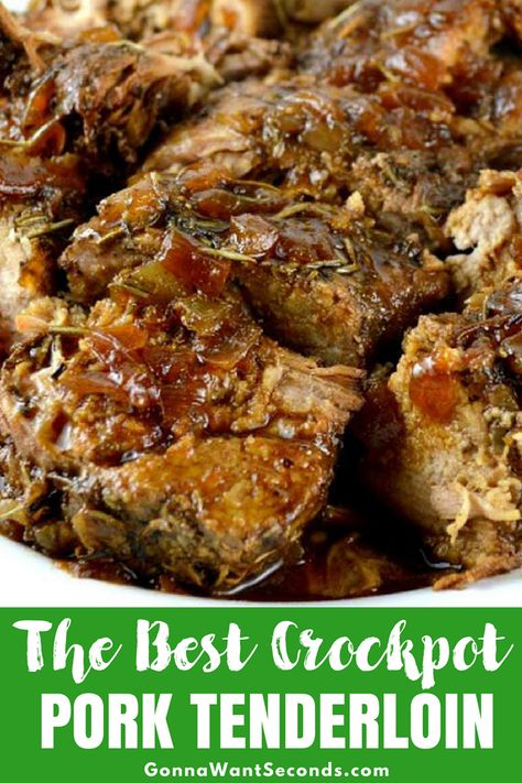 Crock Pot Pork Tenderloin, Tenderloin Recipes Crockpot, Crockpot Pork Tenderloin, Crock Pot Pork, Best Crockpot, Pork Tenderloin Recipe, Canned Soup, Tenderloin Recipe, Pan Sauce