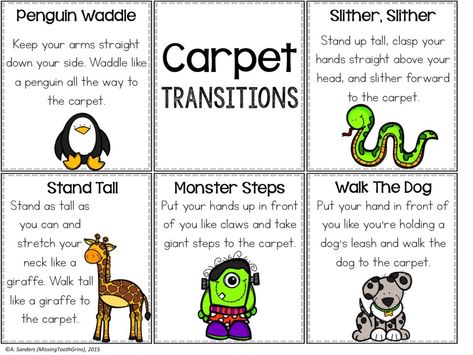 The Carpet Song, Carpet Song, Transition Songs For Preschool, Preschool Transitions, Transition Songs, Transition Ideas, Transition Activities, Missing Tooth, Classroom Songs