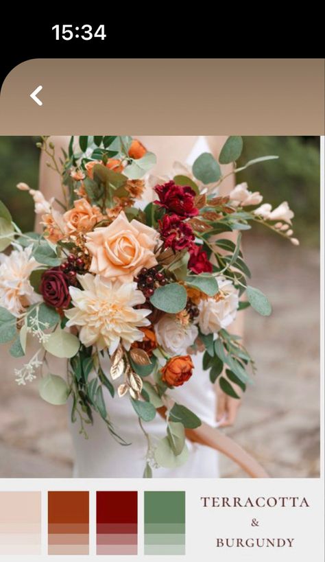 Wedding Bouquet Fall Colors, Enchanted Backyard, Fall Flower Wedding, Fall Flower Wedding Bouquets, Wedding Bouquet Fall, Lakefront Wedding, Fall Wedding Color Schemes, Burgundy Bouquet, Fall Wedding Color Palette