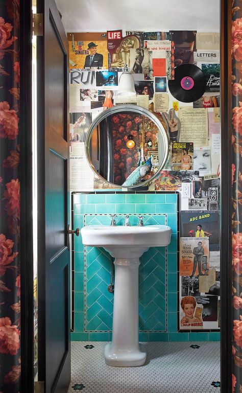 In effort to make fresh, stylish interiors a little more accessible, we're spotlighting cheap yet chic bathroom styling tips and hacks. These bathroom decorating ideas that only cost $100 or less will give you the high quality look and refresh you desire. #bathroomideas Ford Interior, Pink Floral Wallpaper, Vintage Bar Stools, Chic Wallpaper, 아파트 인테리어, Chic Bathrooms, Shay Mitchell, Bathroom Wallpaper, Rose Wallpaper